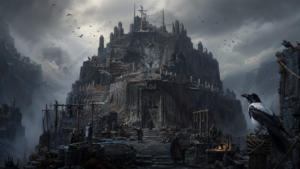 La Catedral de los Mil Cuervos entre niebla